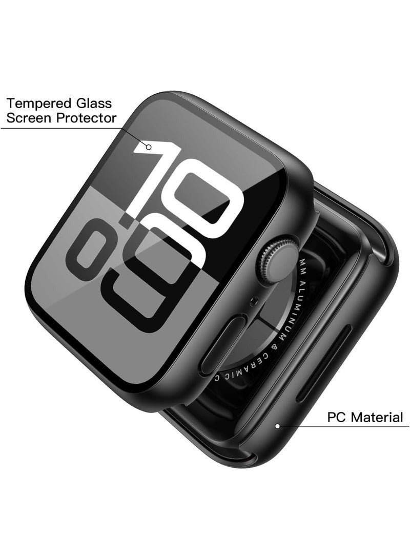 جراب ساعة أبل من السلسلة 11 و10 مقاس 42 مم مع واقي شاشة من فيلم مقوى، غطاء حماية كامل من البولي كربونات الصلب، غطاء شاشة عالي الدقة حساس للمس (42 مم، شفاف) - Image 2